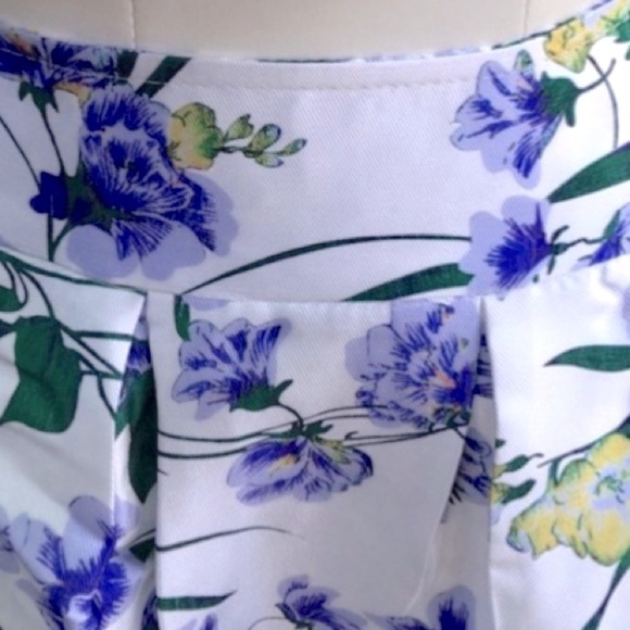 Blue violet floral white 2 pc cap sleeve crop top & full skirt set S M L NWT - Picture 10 of 13